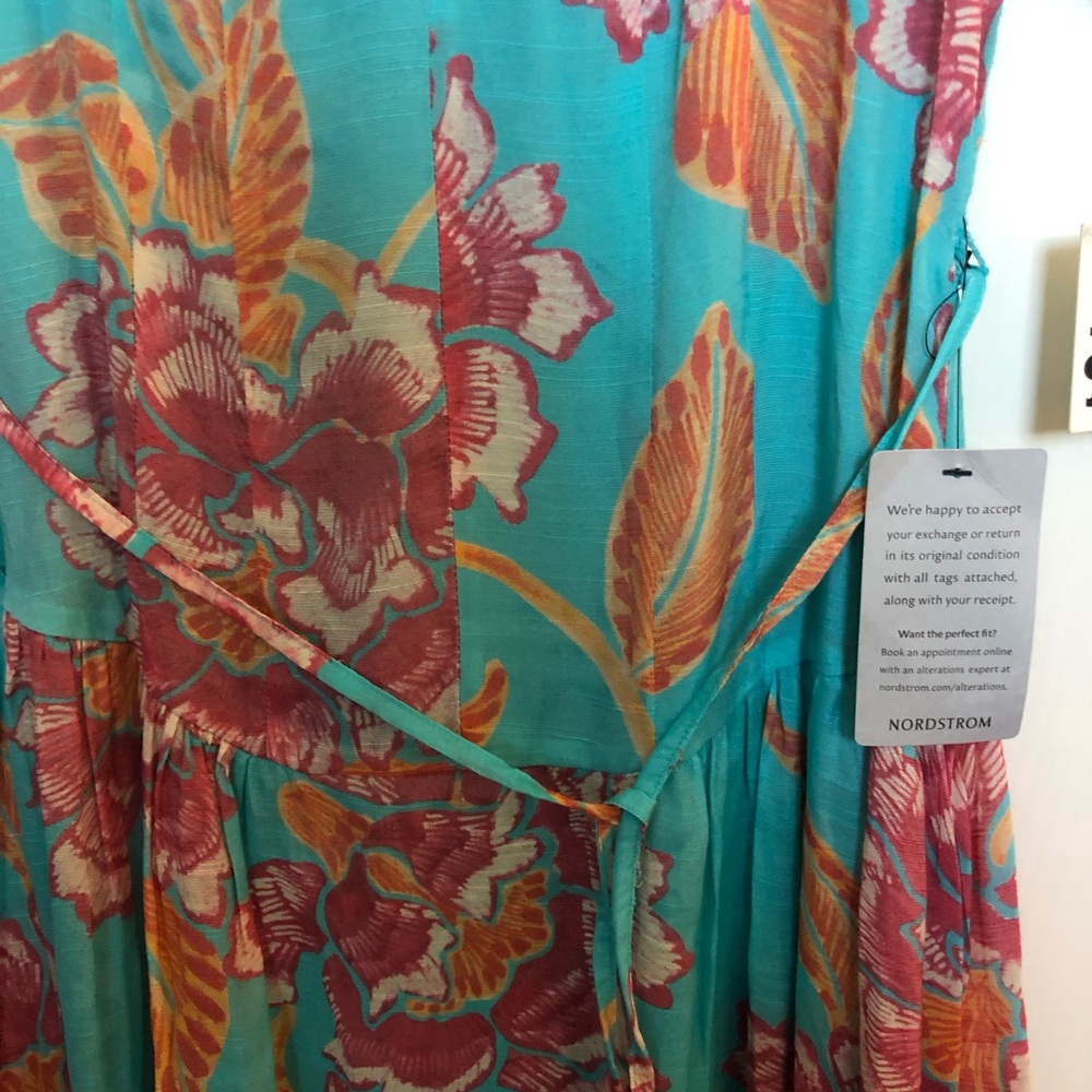 Floral Midi Dress in Blue & Fushia by The Good Journey Sz Small - Picture 8 of 12